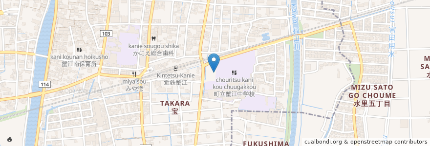 Mapa de ubicacion de 蟹江児童館 en 일본, 아이치현, 海部郡, 나고야 시.