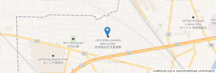 Mapa de ubicacion de 西市場住宅児童遊園 en 日本, 愛知県, 清須市.