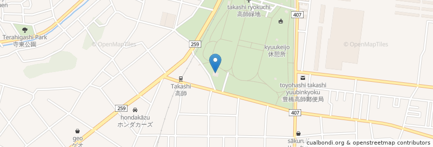 Mapa de ubicacion de 豊橋市高師老人福祉センター en Japón, Prefectura De Aichi, 豊橋市.