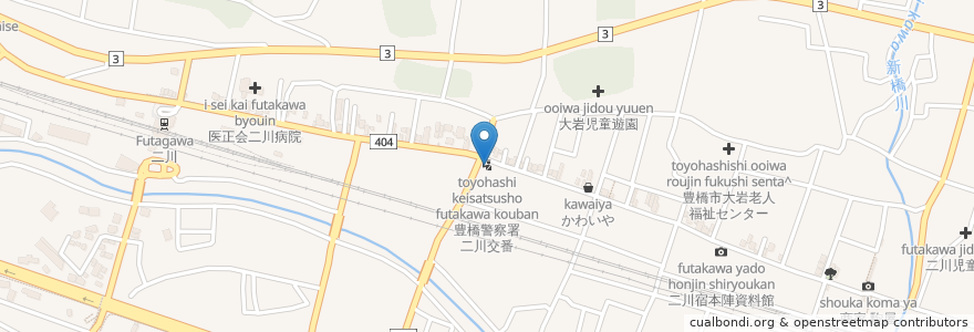 Mapa de ubicacion de 豊橋警察署二川交番 en Jepun, 愛知県, 豊橋市.