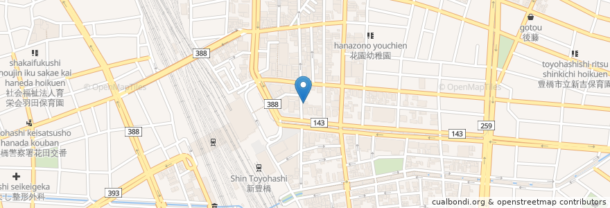 Mapa de ubicacion de 豊橋駅前郵便局 en Japon, Préfecture D'Aichi, Toyohashi.