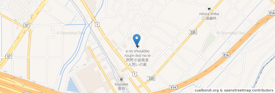 Mapa de ubicacion de 阿野小規模老人憩いの家 en 日本, 愛知県, 豊明市.