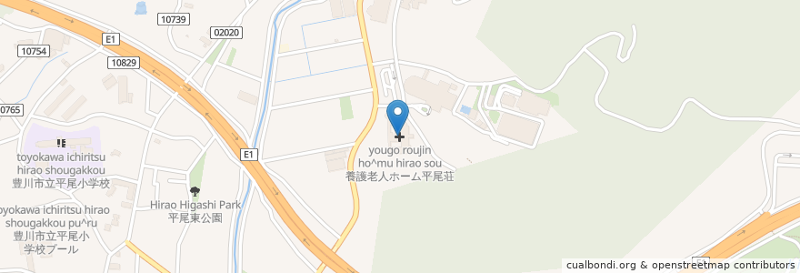 Mapa de ubicacion de 養護老人ホーム平尾荘 en Japon, Préfecture D'Aichi, Toyokawa.