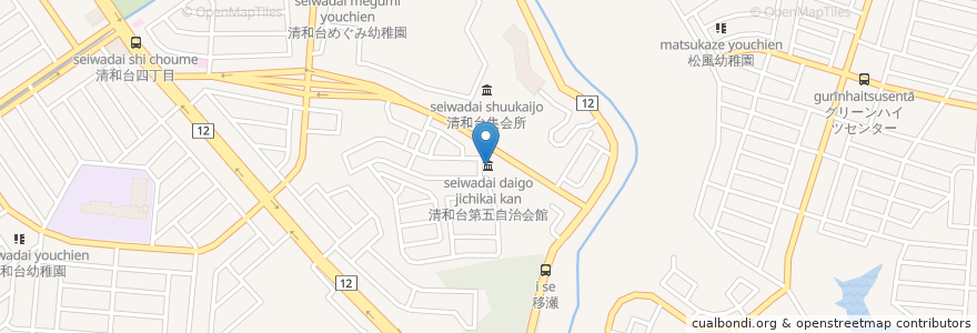 Mapa de ubicacion de 清和台第五自治会館 en اليابان, 兵庫県, 川西市.