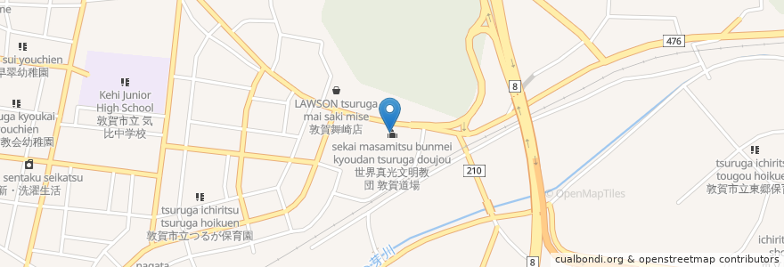 Mapa de ubicacion de 世界真光文明教団 敦賀道場 en Japón, Prefectura De Fukui, 敦賀市.