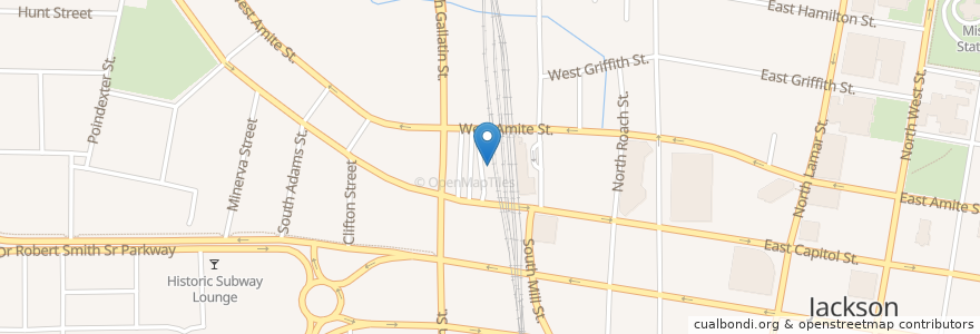Mapa de ubicacion de Jackson Union Station en 美利坚合众国/美利堅合眾國, 密西西比州, Hinds County, Jackson.