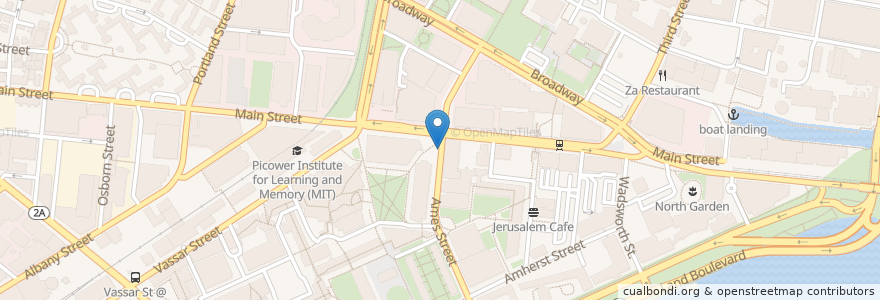 Mapa de ubicacion de Kendall MIT - 77 Ames Street en 美利坚合众国/美利堅合眾國, 马萨诸塞州 / 麻薩諸塞州 / 麻省, Middlesex County, Cambridge.