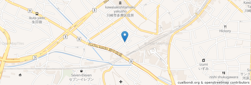 Mapa de ubicacion de GPデンタルオフィス en Japão, 神奈川県, 川崎市, 多摩区.