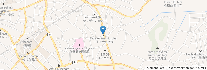 Mapa de ubicacion de テトラ犬猫病院 en 일본, 가나가와현, 伊勢原市.