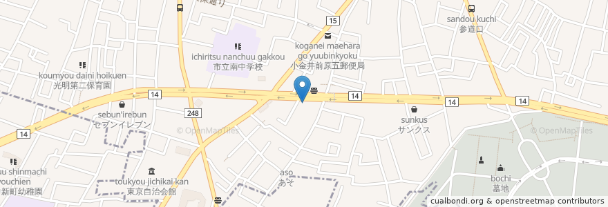 Mapa de ubicacion de ホーマー en Japon, Tokyo, 府中市, 小金井市.