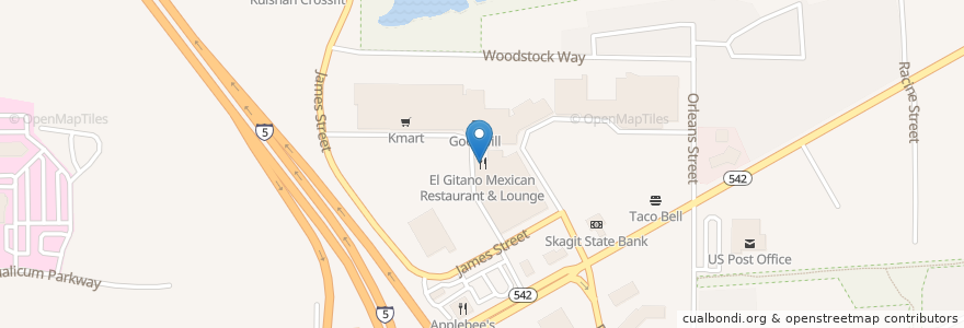 Mapa de ubicacion de El Gitano Mexican Restaurant & Lounge en アメリカ合衆国, ワシントン州, Whatcom County, Bellingham.