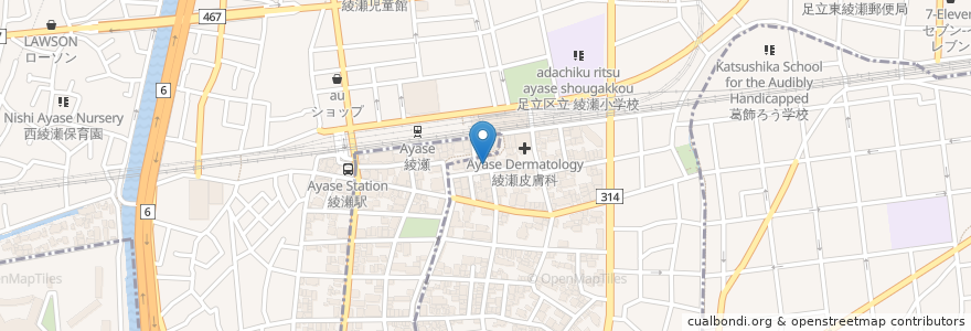 Mapa de ubicacion de 佐々木医院 en Japonya, 東京都, 足立区.