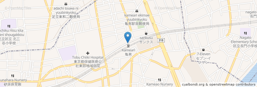 Mapa de ubicacion de 越後そば en ژاپن, 東京都, 足立区.