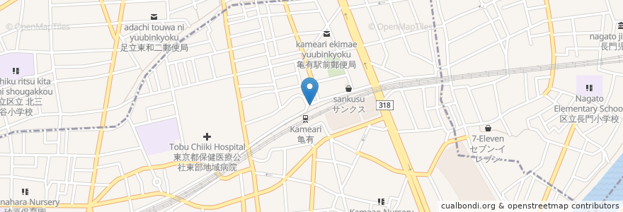 Mapa de ubicacion de 亀有駅北口 en Japonya, 東京都, 足立区.