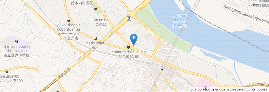 Mapa de ubicacion de オーザック en 일본, 가나가와현, 川崎市, 多摩区.