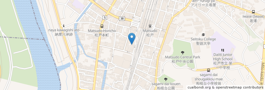 Mapa de ubicacion de 日野動物病院 en 日本, 千葉県, 松戸市.