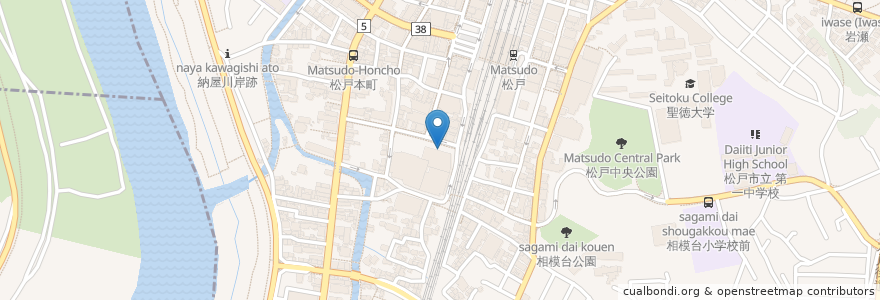 Mapa de ubicacion de 常陽銀行 en اليابان, 千葉県, 松戸市.