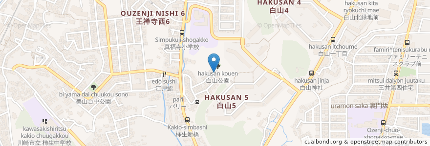Mapa de ubicacion de 柿生新橋町会会館 en 日本, 神奈川県, 川崎市, 麻生区.