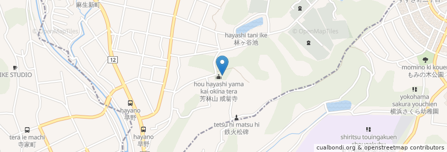Mapa de ubicacion de 芳林山 戒翁寺 en Japão, 神奈川県, 横浜市, 青葉区.
