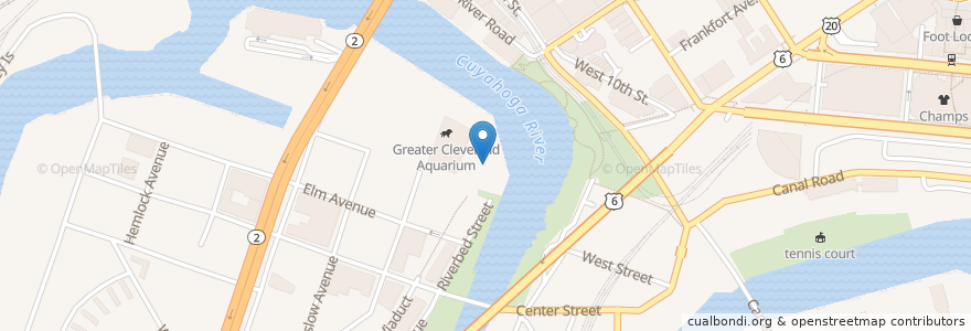 Mapa de ubicacion de Jacobs Pavilion at Nautica en Amerika Syarikat, Ohio, Cuyahoga County, Cleveland.