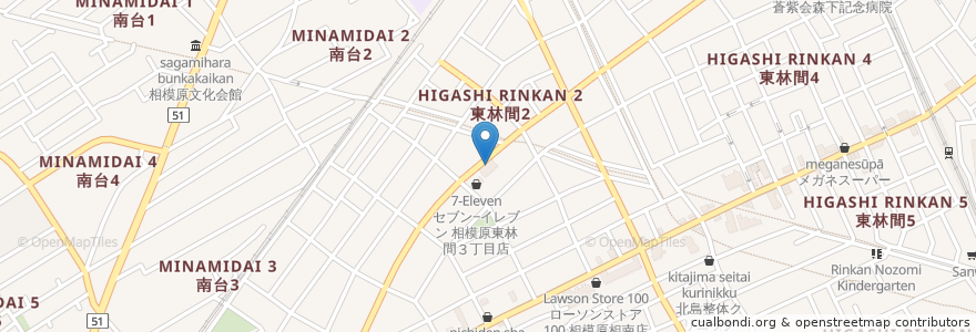 Mapa de ubicacion de クリエイト 相模原東林間店 en 日本, 神奈川県, 相模原市, 南区.