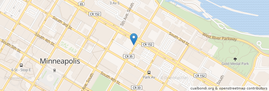 Mapa de ubicacion de Washington Ave. en Amerika Syarikat, Minnesota, Hennepin County, Minneapolis.