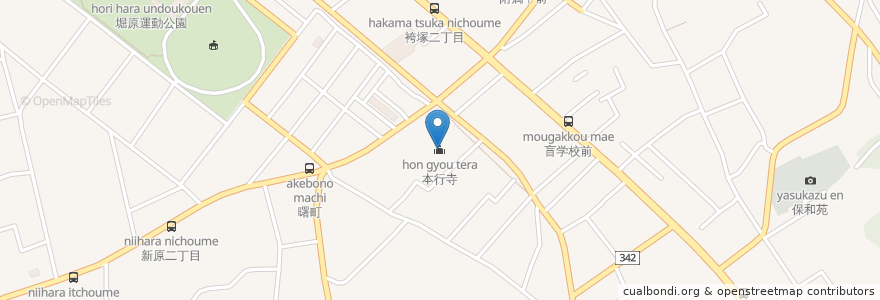 Mapa de ubicacion de 本行寺 en Japonya, 茨城県, 水戸市.