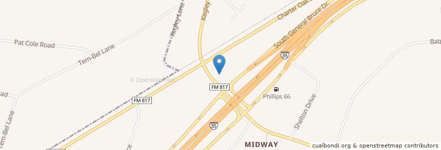 Mapa de ubicacion de Valero en Amerika Syarikat, Texas, Bell County, Temple.