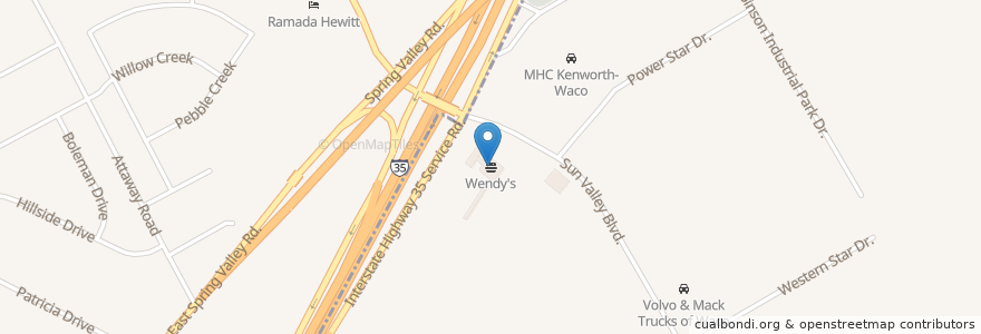Mapa de ubicacion de Wendy's en Stati Uniti D'America, Texas, Mclennan County, Robinson.