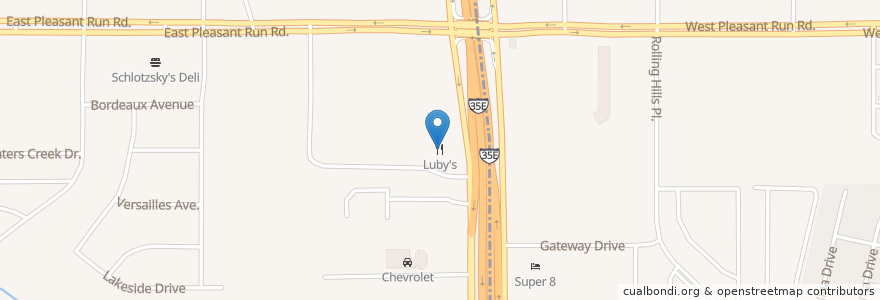 Mapa de ubicacion de Luby's en Amerika Birleşik Devletleri, Teksas, Dallas County, Desoto.