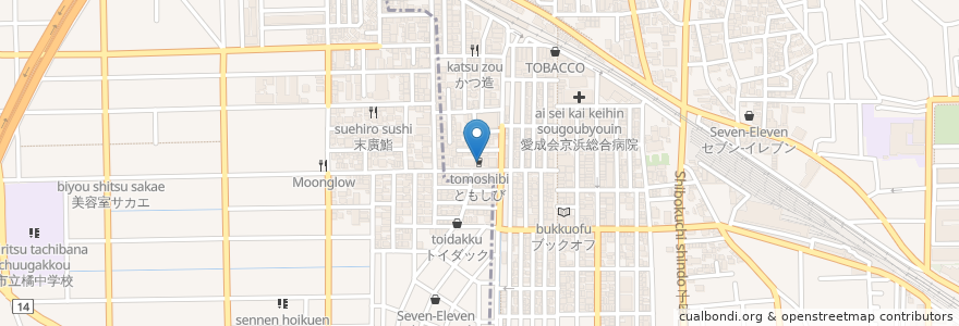 Mapa de ubicacion de ともしび en Japón, Prefectura De Kanagawa, Kawasaki, 中原区.
