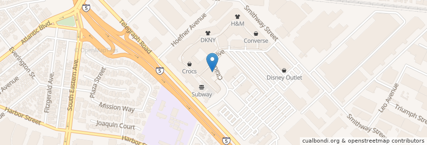 Mapa de ubicacion de Ruby's Diner en Соединённые Штаты Америки, Калифорния, Los Angeles County, Commerce.