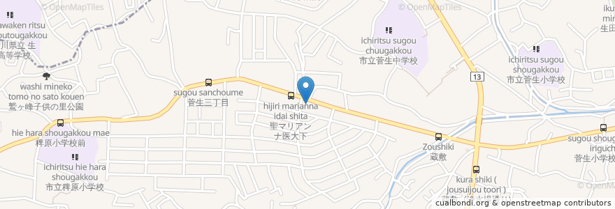Mapa de ubicacion de 株増田屋 en 日本, 神奈川県, 川崎市, 宮前区.