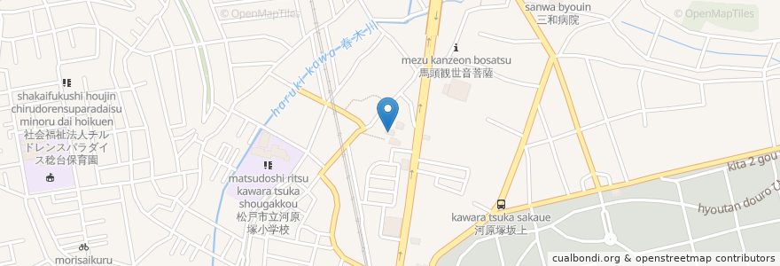 Mapa de ubicacion de 河原塚第一町会公民館 en Япония, Тиба, 松戸市.