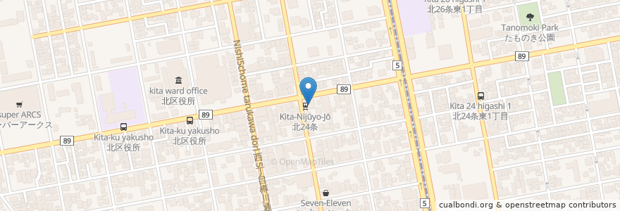 Mapa de ubicacion de 北海道銀行 en Japan, 北海道, 石狩振興局, Sapporo, 北区.