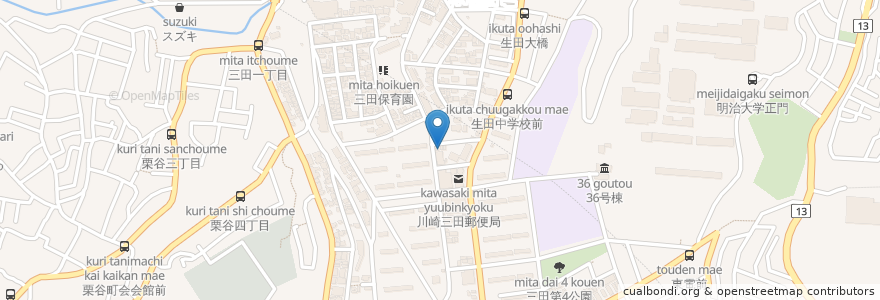 Mapa de ubicacion de 小紅楼 en ژاپن, 神奈川県, 川崎市, 多摩区.