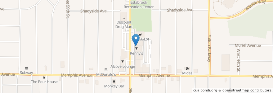 Mapa de ubicacion de Kenny's en États-Unis D'Amérique, Ohio, Cuyahoga County, Cleveland.