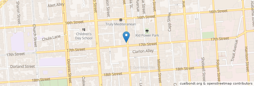Mapa de ubicacion de Valencia & 17th (on-street) en 미국, 캘리포니아주, 샌프란시스코, 샌프란시스코.