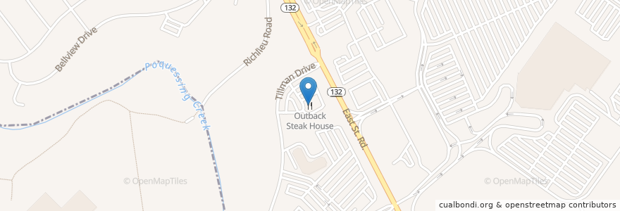 Mapa de ubicacion de Outback Steak House en ایالات متحده آمریکا, پنسیلوانیا, Bucks County, Bensalem Township.
