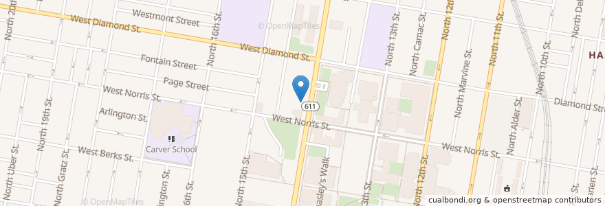 Mapa de ubicacion de Owl's Nest en 美利坚合众国/美利堅合眾國, 宾夕法尼亚 / 賓夕法尼亞州, Philadelphia County, 費城.