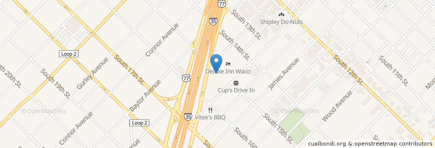 Mapa de ubicacion de Burger King en Vereinigte Staaten Von Amerika, Texas, Mclennan County, Waco.
