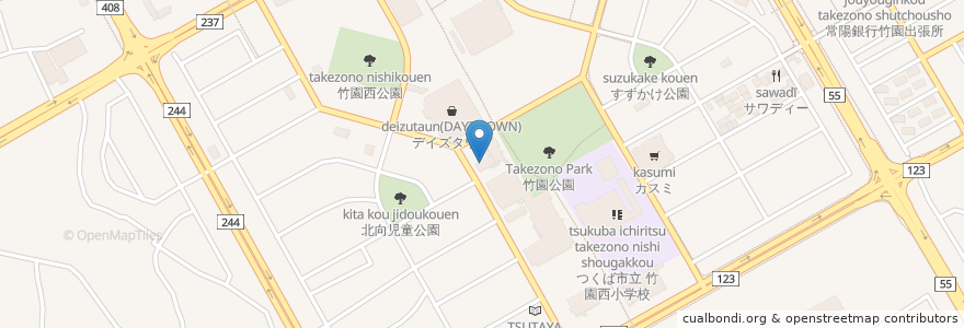 Mapa de ubicacion de CASA en 日本, 茨城県, つくば市.