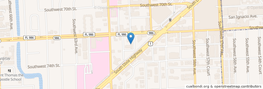 Mapa de ubicacion de City of South Miami City Hall en 美利坚合众国/美利堅合眾國, 佛罗里达州/佛羅里達州, 迈阿密-戴德县/邁亞美戴德縣/邁阿密-戴德郡, South Miami.