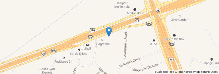 Mapa de ubicacion de Cafe 35 en Stati Uniti D'America, Texas, Bell County, Temple.