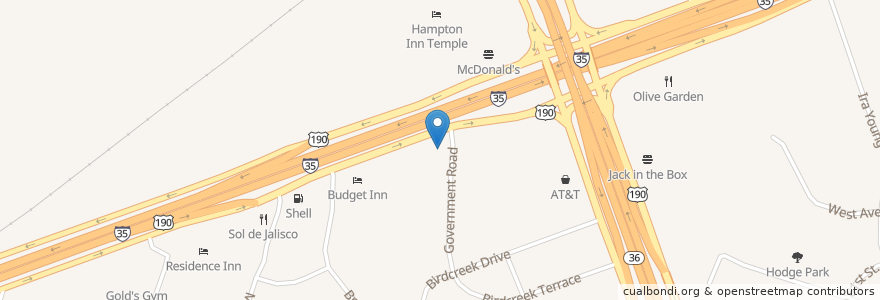 Mapa de ubicacion de Luby's Cafeteria en Estados Unidos Da América, Texas, Bell County, Temple.