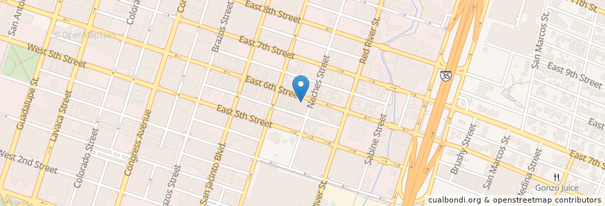 Mapa de ubicacion de Pete's Dueling Piano Bar en Estados Unidos De América, Texas, Travis County, Austin.