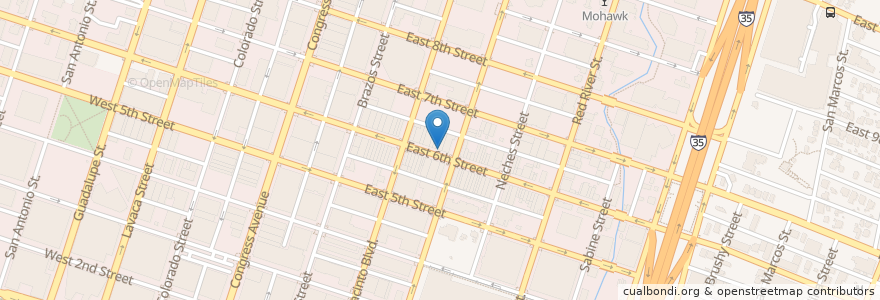 Mapa de ubicacion de Alamo Drafthouse Cinema - The Ritz en ایالات متحده آمریکا, تگزاس, Travis County, Austin.