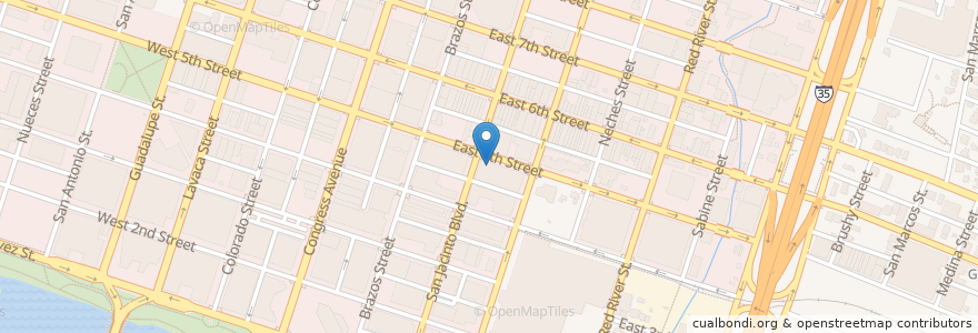 Mapa de ubicacion de Eddie V's en Amerika Syarikat, Texas, Travis County, Austin.