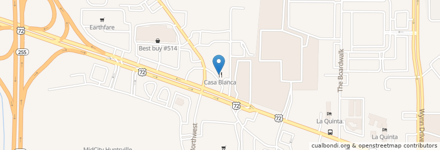 Mapa de ubicacion de Casa Blanca en 미국, 앨라배마, Huntsville, Madison County.