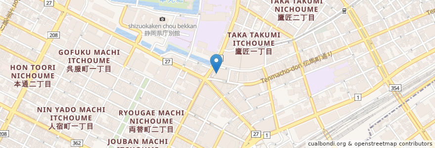 Mapa de ubicacion de 静岡市立御幸町図書館 en Giappone, Prefettura Di Shizuoka, 静岡市, 葵区.